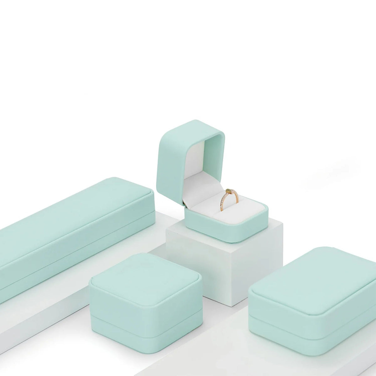 Green PU Leather Velvet Jewelry Box