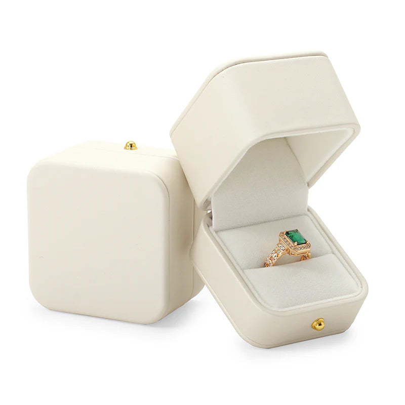 Cream PU Leather Jewelry Box