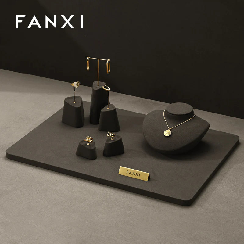 Black Microfiber Jewelry Display Set