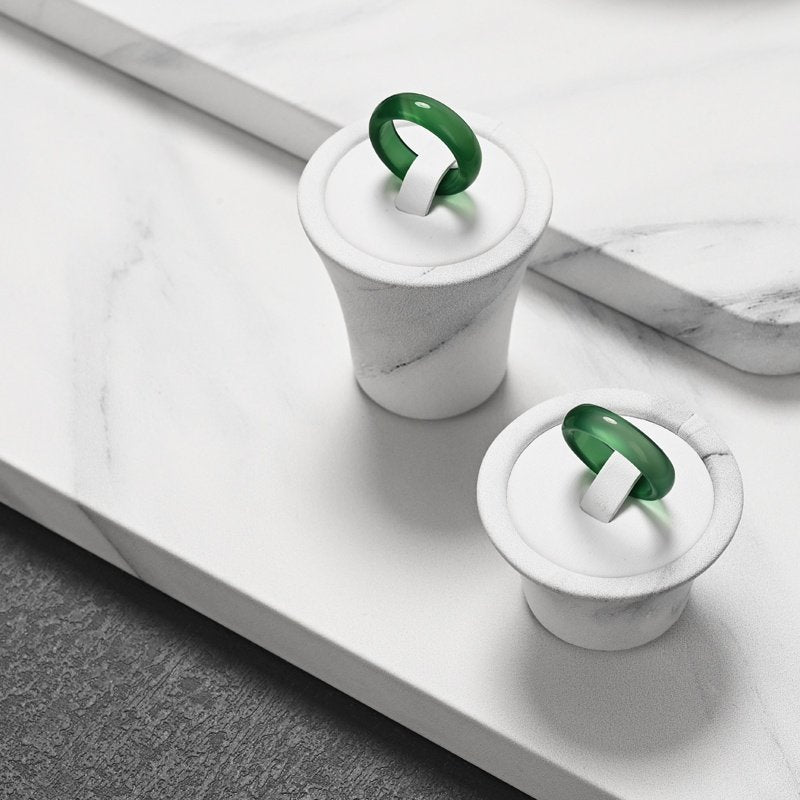 White Leather Jewelry Display Set
