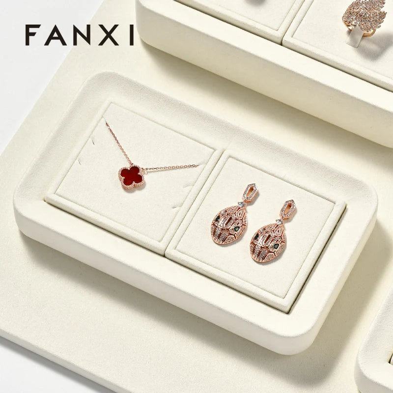 Beige Microfiber Jewelry Display Set
