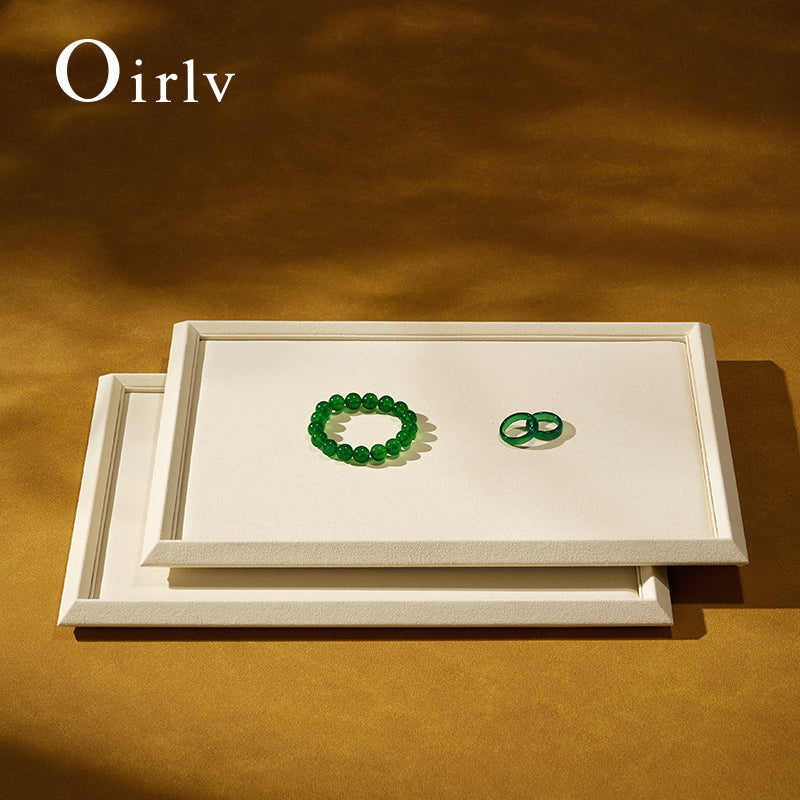 Beige PU Leather Microfiber Jewelry Display Stand
