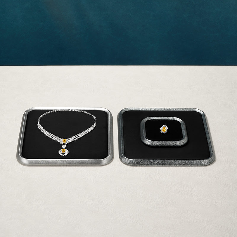 PU Leather Velvet Jewelry Display Tray