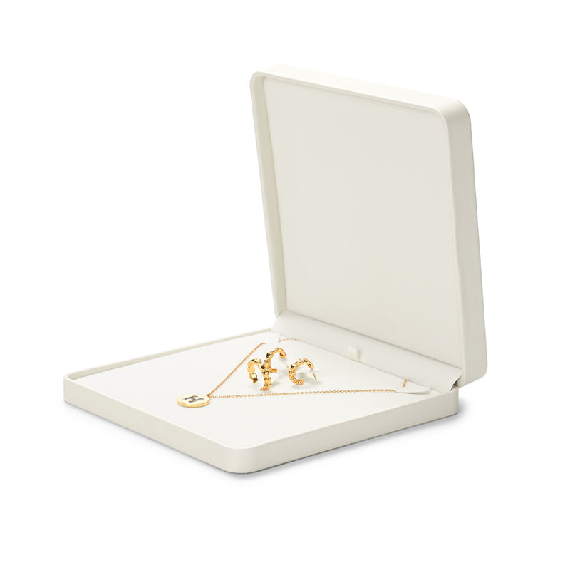 Beige PU Leather Microfiber Jewelry Box