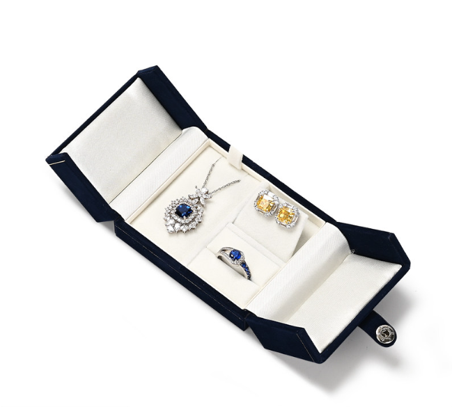 Blue PU Leather Jewelry Box
