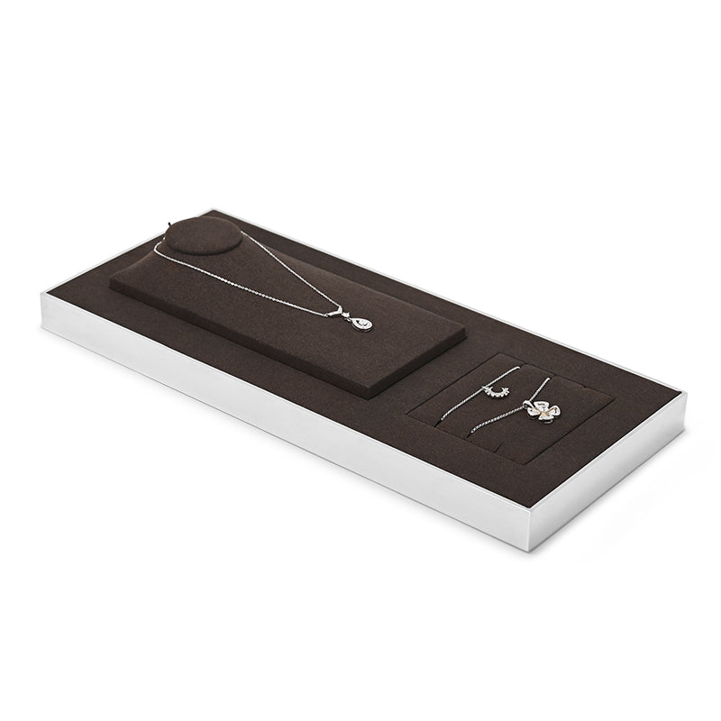 Brown Microfiber Metal Jewelry Display Stand