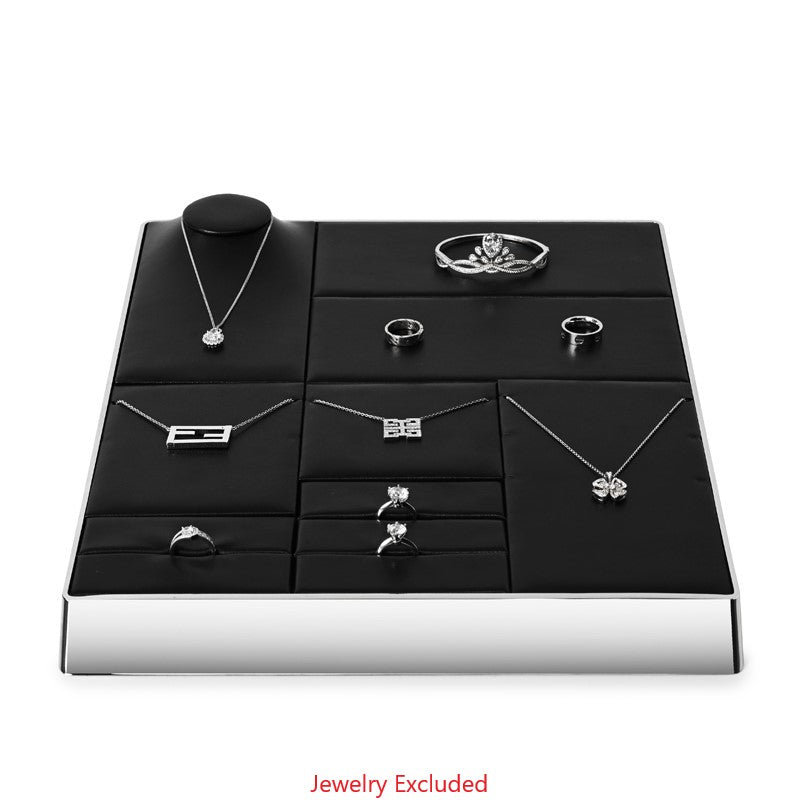 Black Leather Metal Jewelry Display Stand