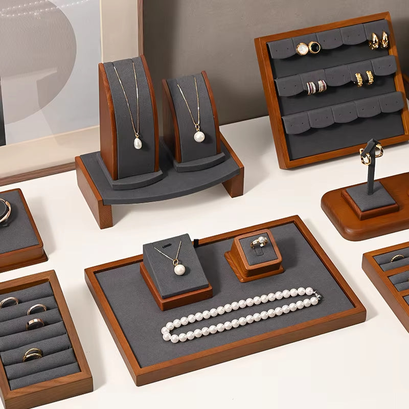 Gray Wooden Jewelry Display Stand