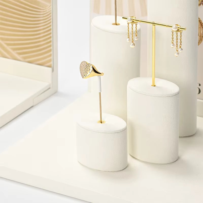 White PU Leather Jewelry Display Set