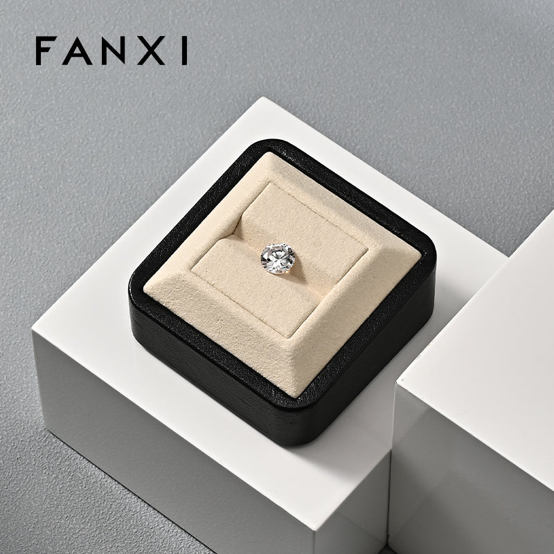 Beige Microfiber Jewelry Box