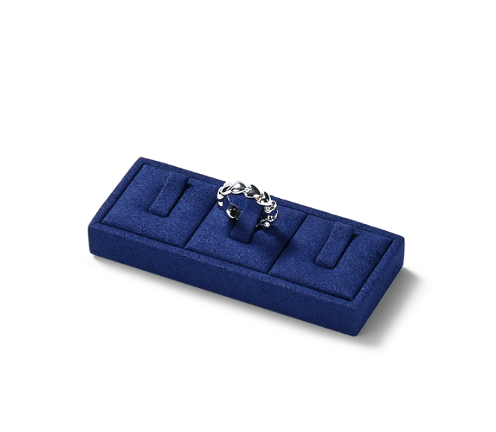 Blue Microfiber Wooden Jewelry Display Set
