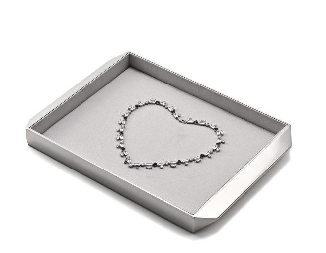 Gray & Silver Microfiber Metal Jewelry Display Tray