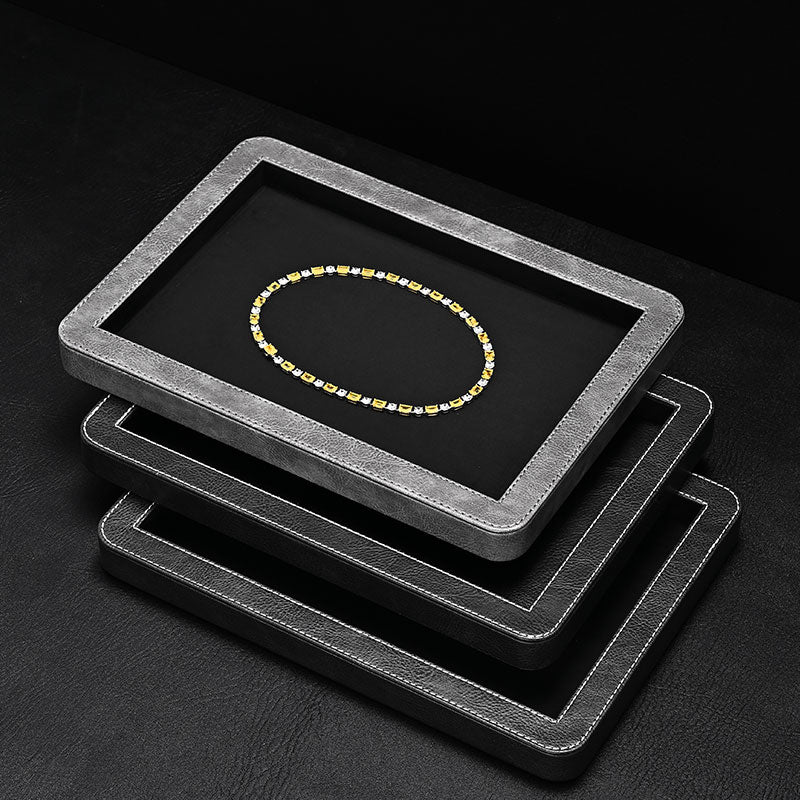 Black & Gray Round Jewelry Display Tray