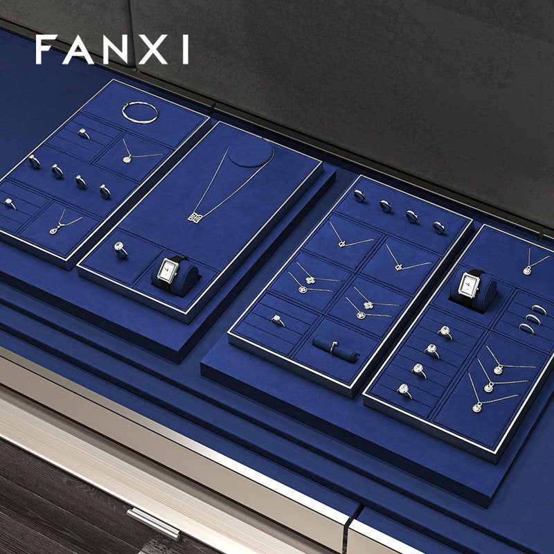 Blue Metal Jewelry Display Set