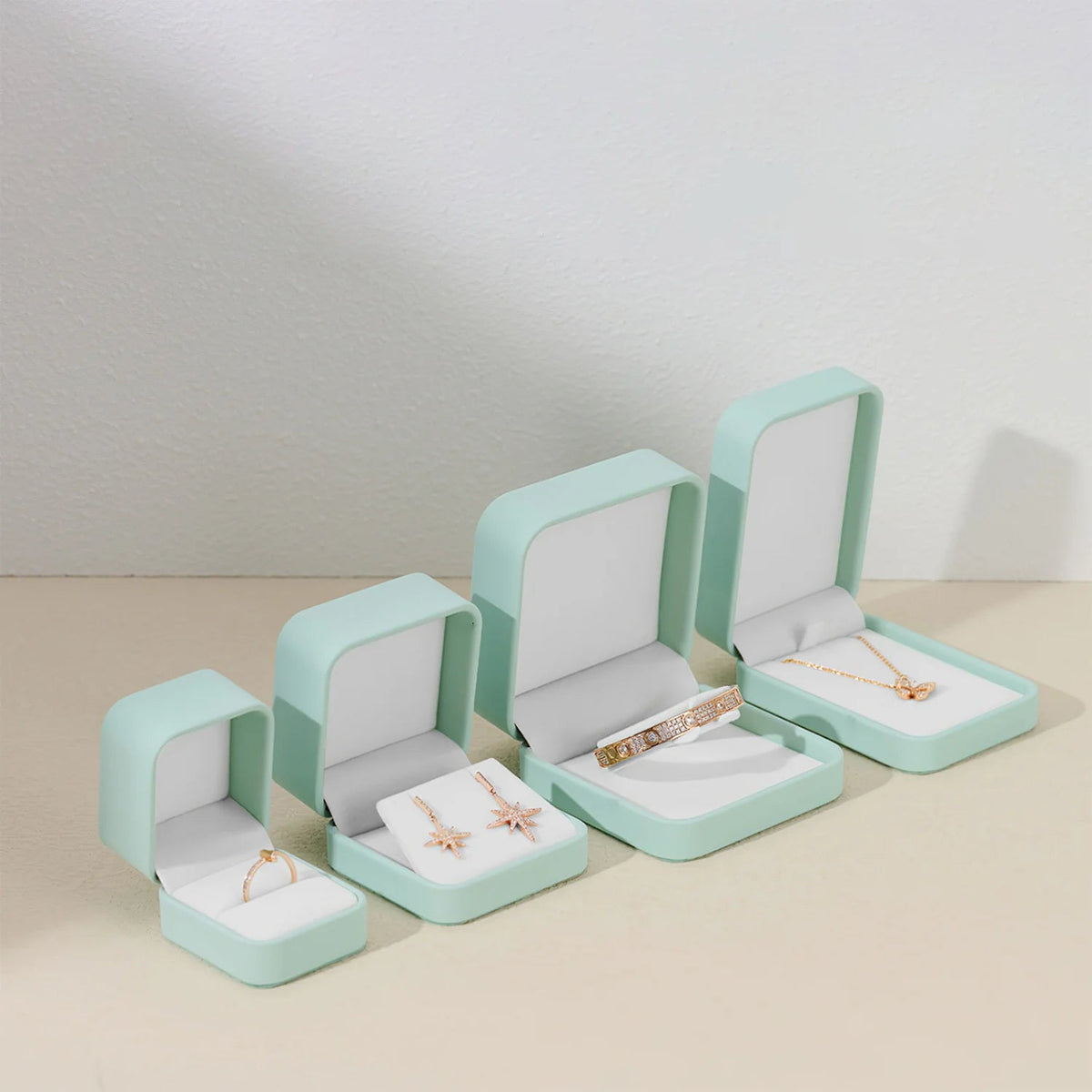 Green PU Leather Velvet Jewelry Box