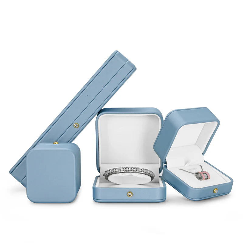 Blue PU Leather Jewelry Box
