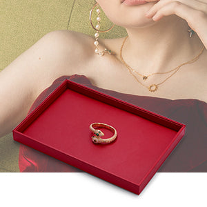 Red PU Leather Stackable Jewelry Display Tray