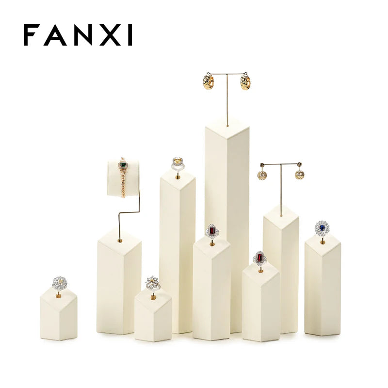 Beige Microfiber Jewelry Display Set