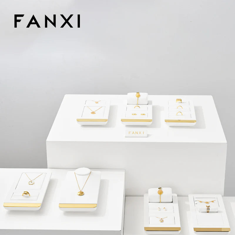 White PU Leather Jewelry Display Set