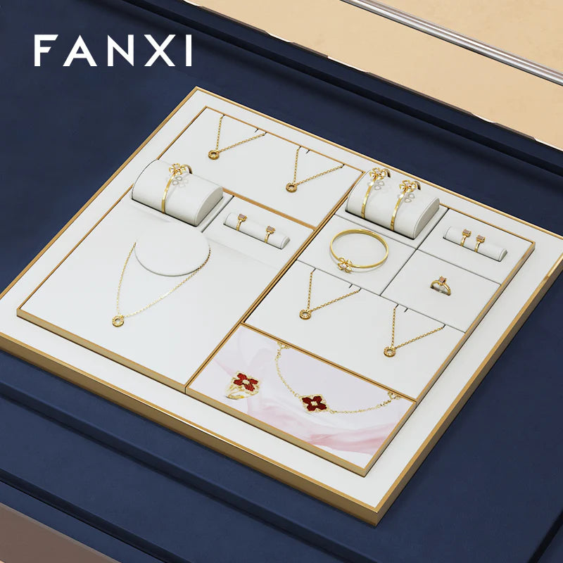 White PU Leather Jewelry Display Set