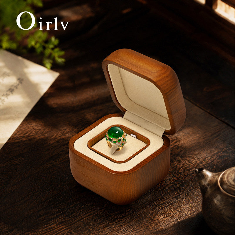 Beige Microfiber Wooden Jewelry Box