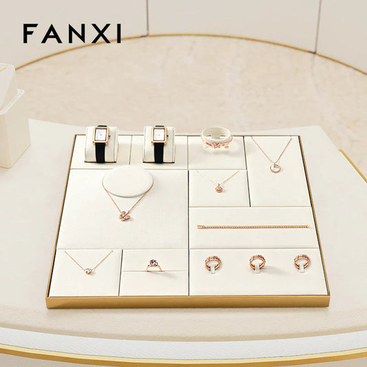 Beige Microfiber Jewelry Display Set