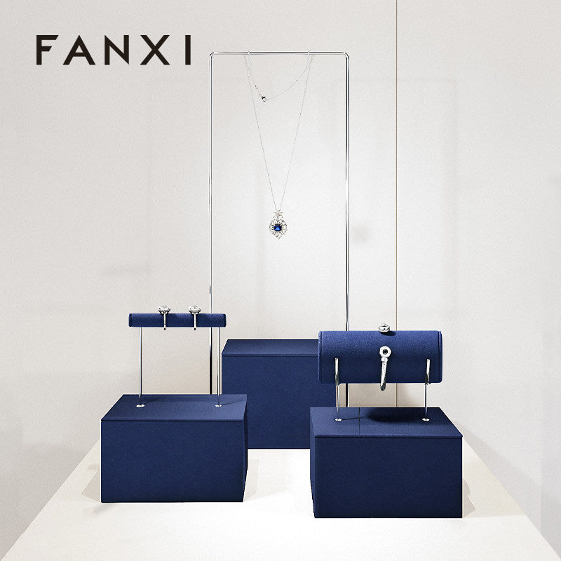 Blue Metal Jewelry Display Set