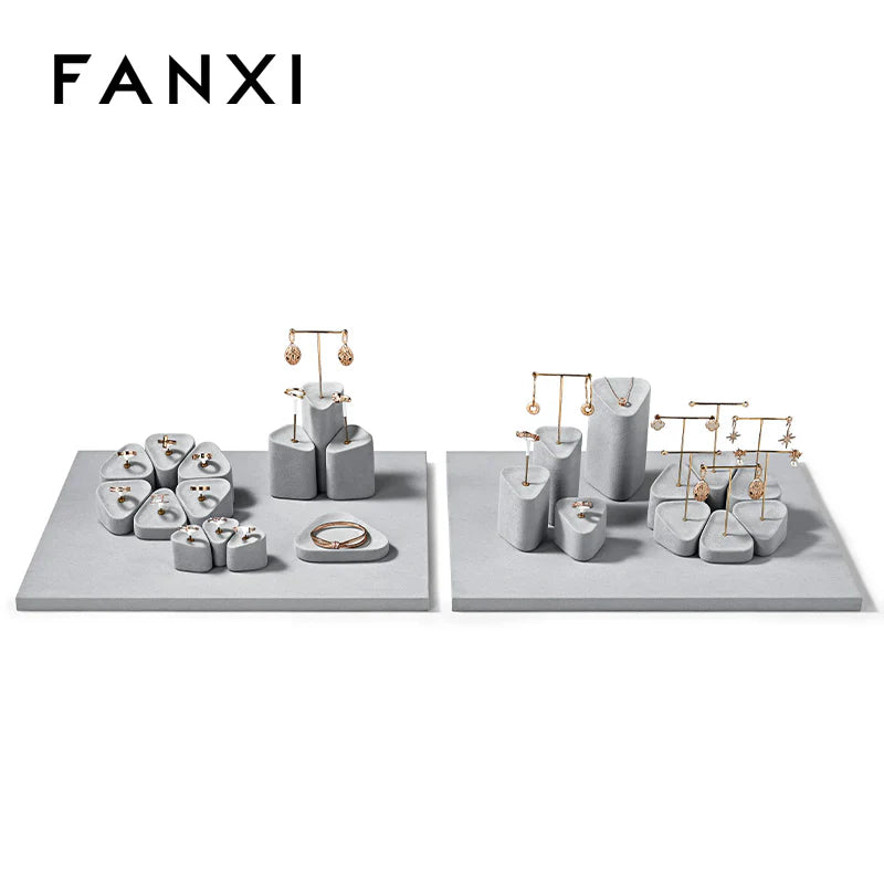 Gray Microfiber Jewelry Display Set
