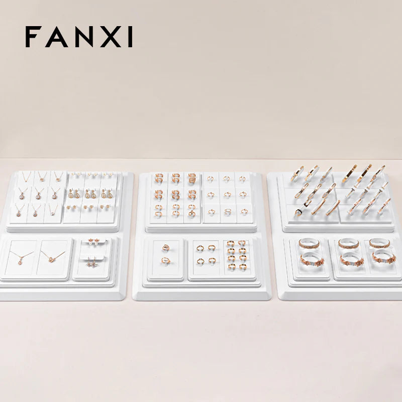 White PU Leather Jewelry Display Set