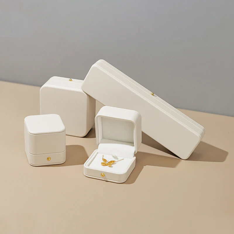 Cream PU Leather Jewelry Box