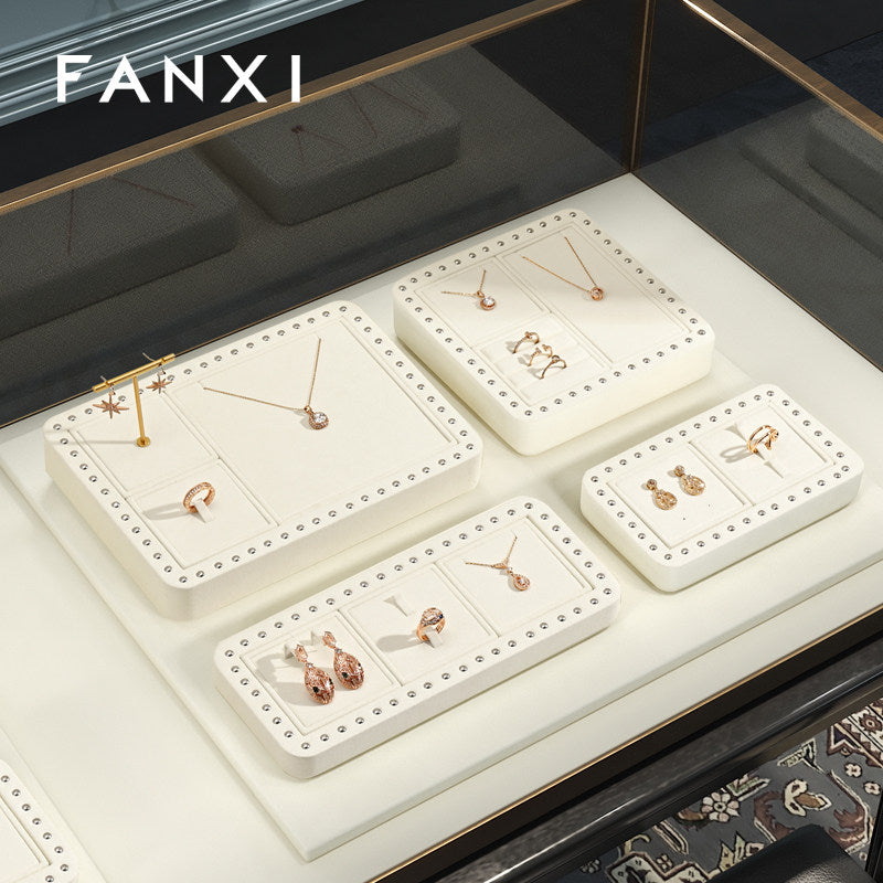 Cream Microfiber Jewelry Display Set