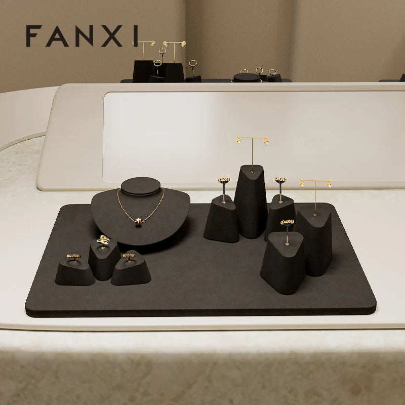 Black Microfiber Jewelry Display Set