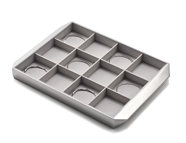 Gray & Silver Microfiber Metal Jewelry Display Tray