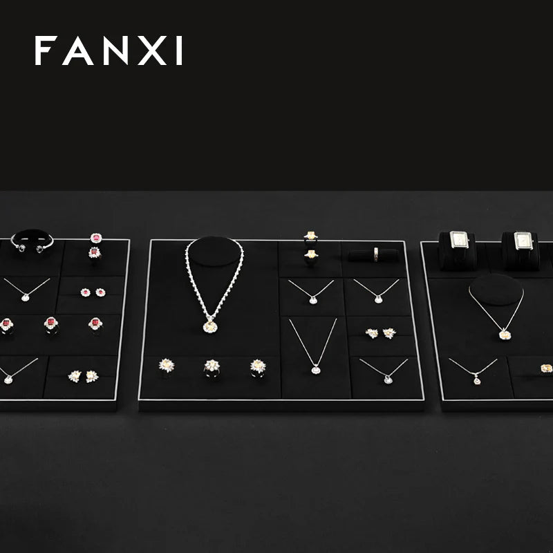 Black Microfiber Jewelry Display Set