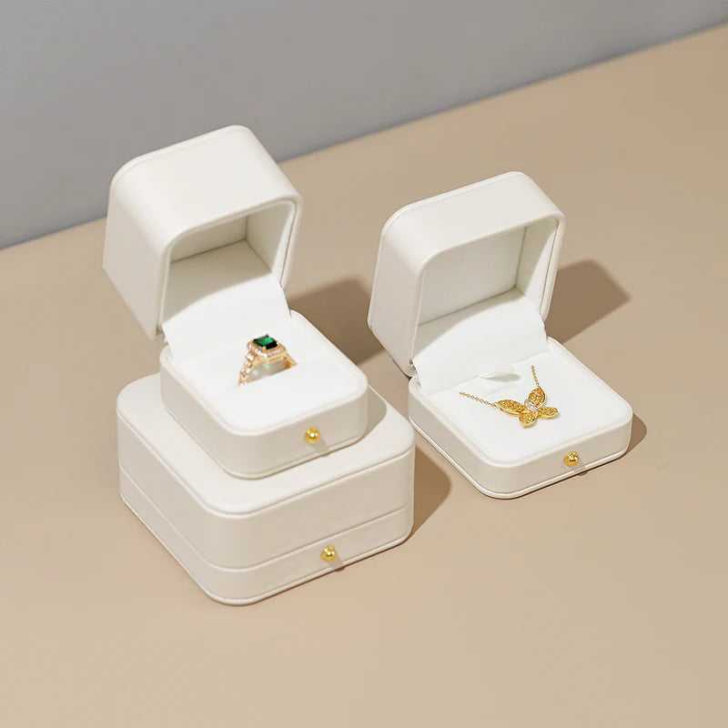 Cream PU Leather Jewelry Box