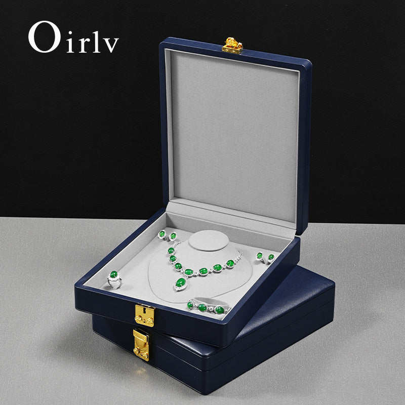 Blue Leather Velvet Jewelry Box