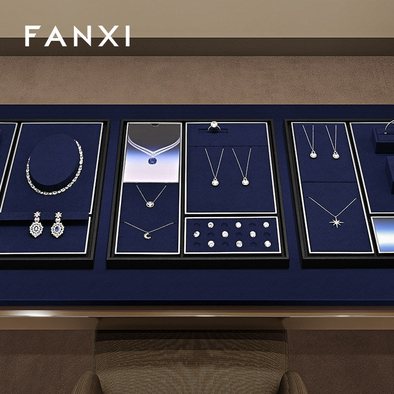 Blue Metal Jewelry Display Set