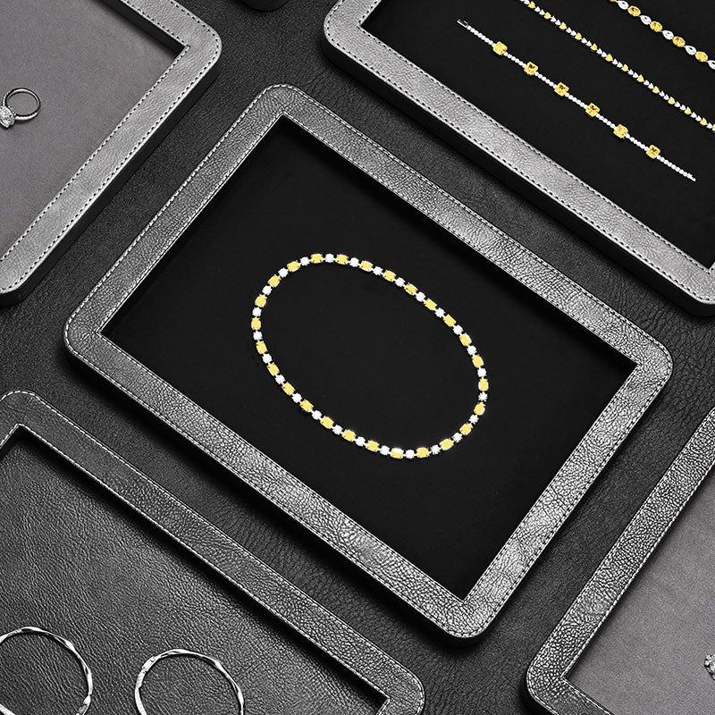 Black & Gray Round Jewelry Display Tray
