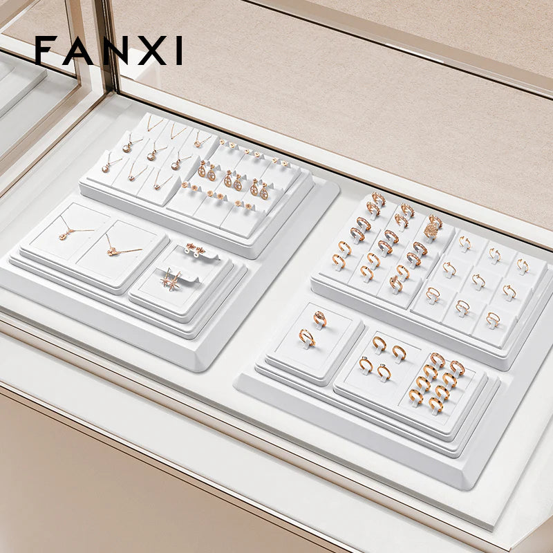White PU Leather Jewelry Display Set