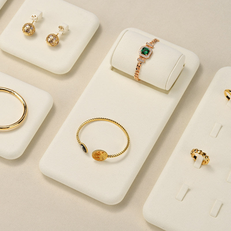 Beige Microfiber Jewelry Display Set
