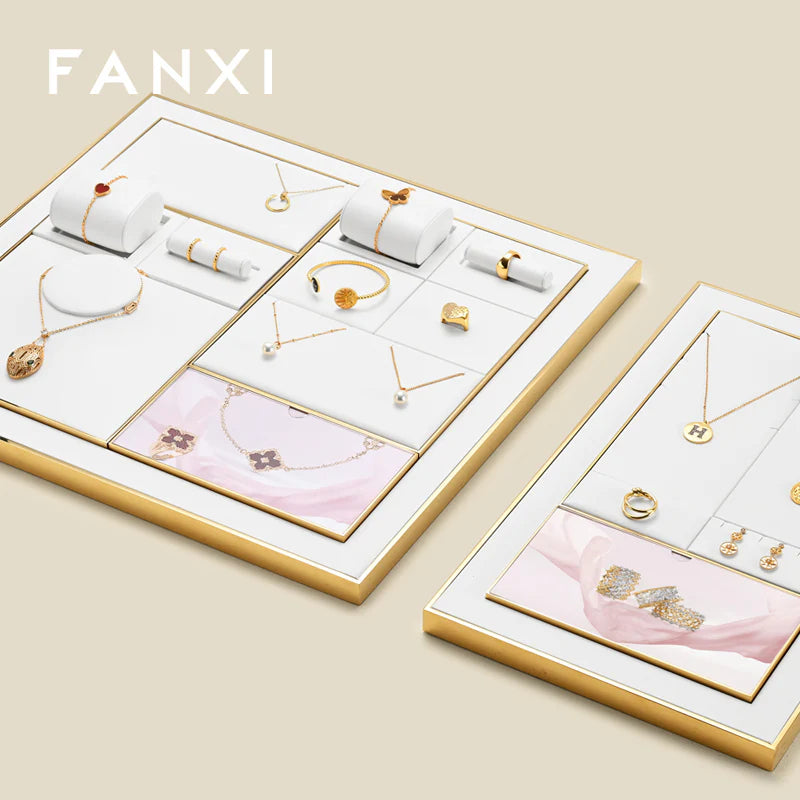 White PU Leather Jewelry Display Set
