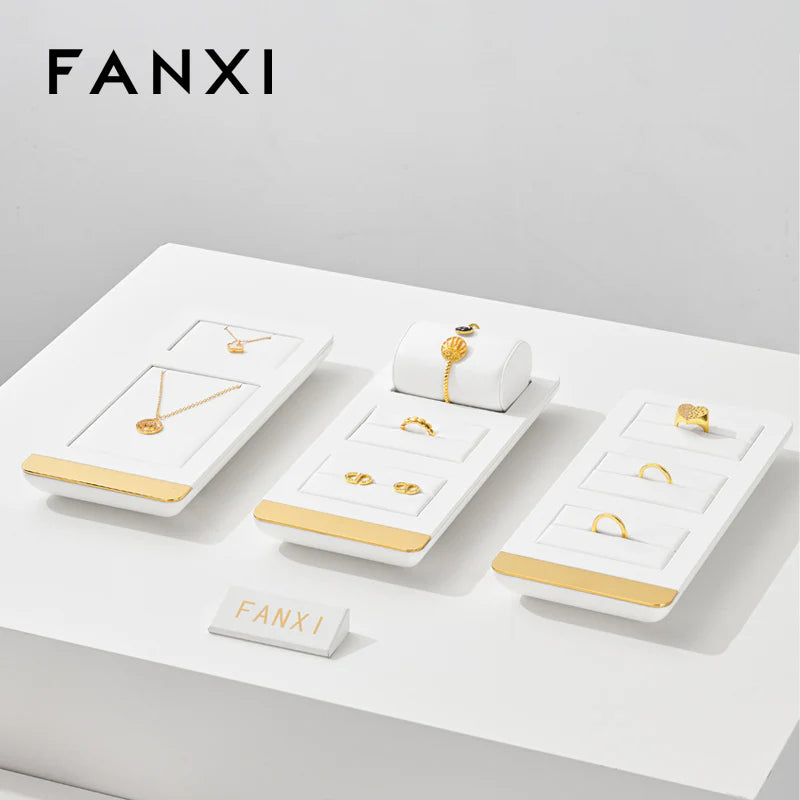 White PU Leather Jewelry Display Set