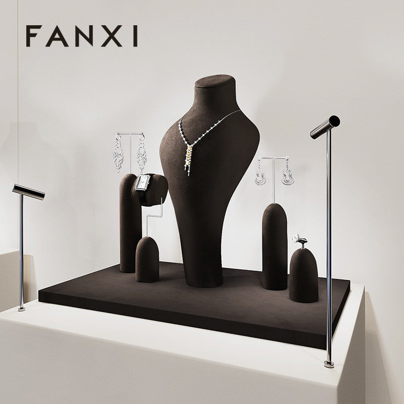 Coffee Leather Jewelry Display Stand