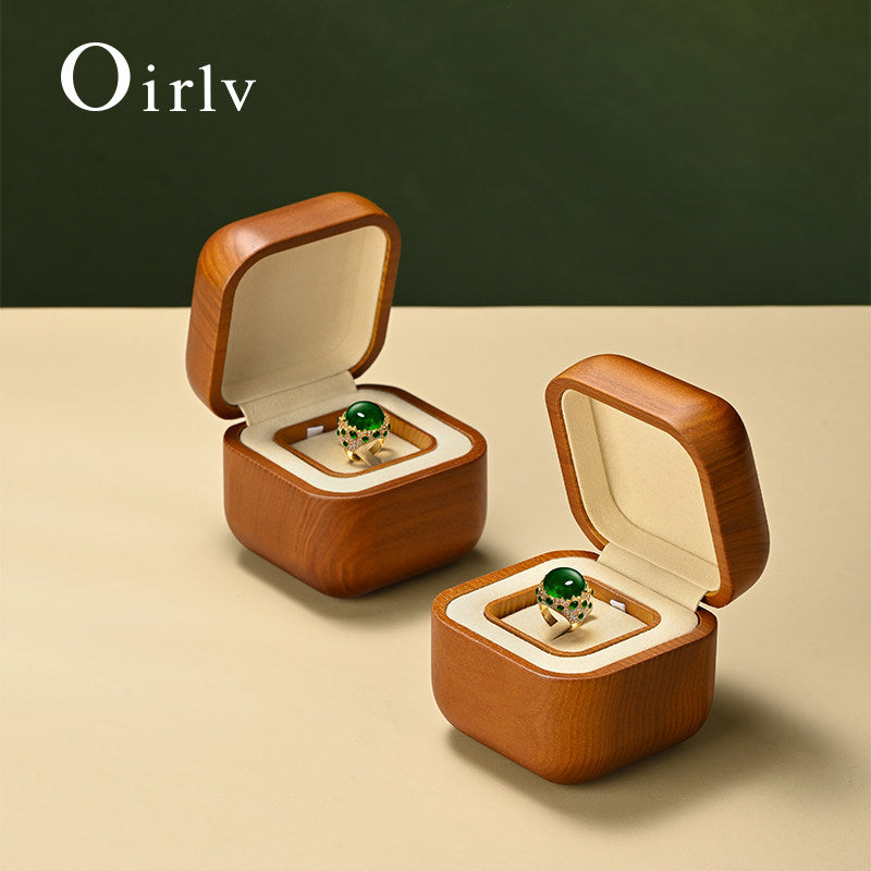 Beige Microfiber Wooden Jewelry Box