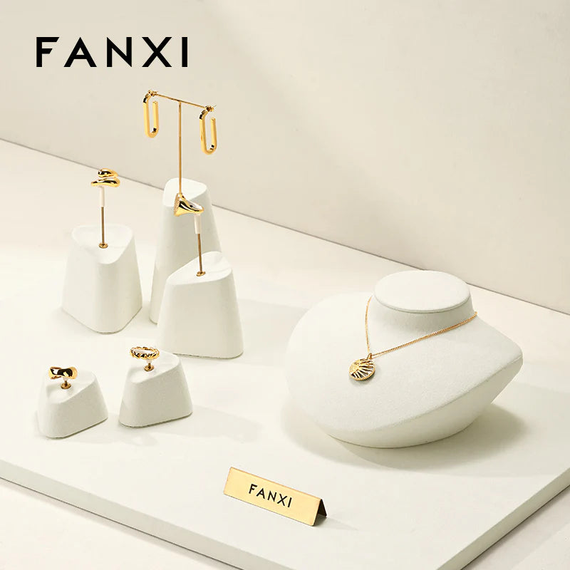 Beige Microfiber Jewelry Display Set