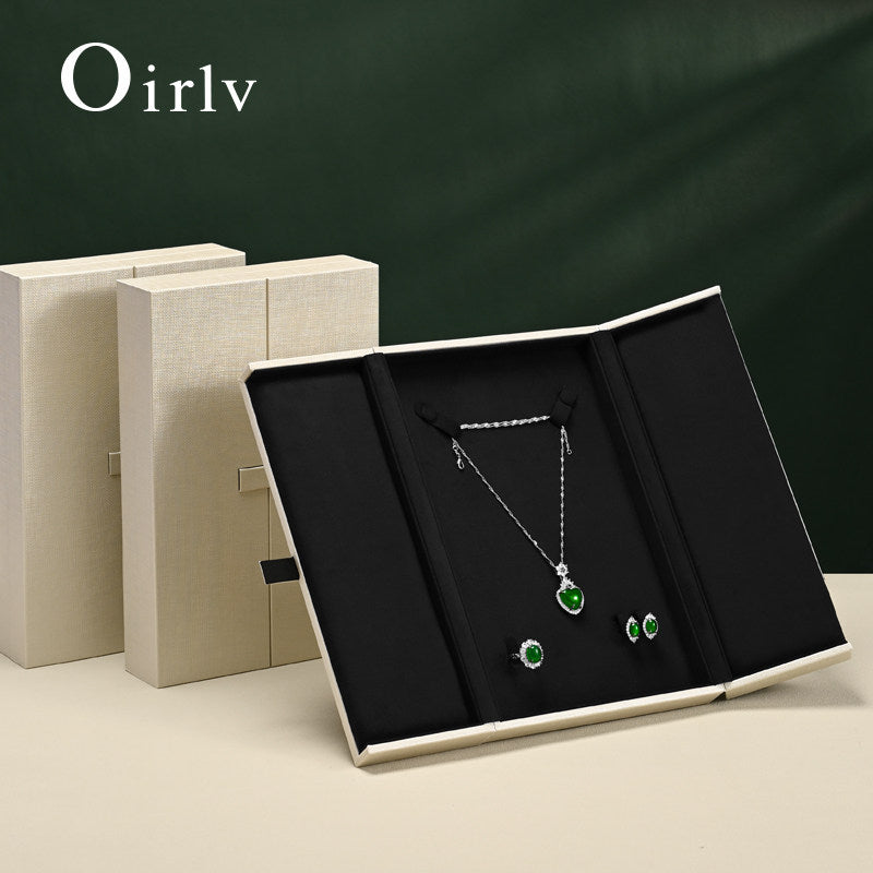 Beige PU Leather Microfiber Jewelry Box