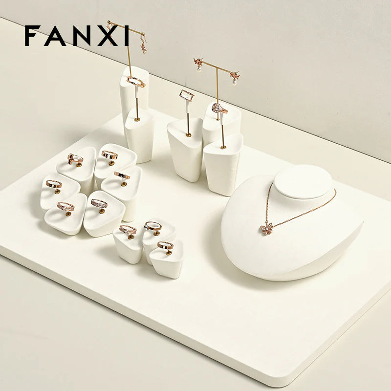 Beige Microfiber Jewelry Display Set