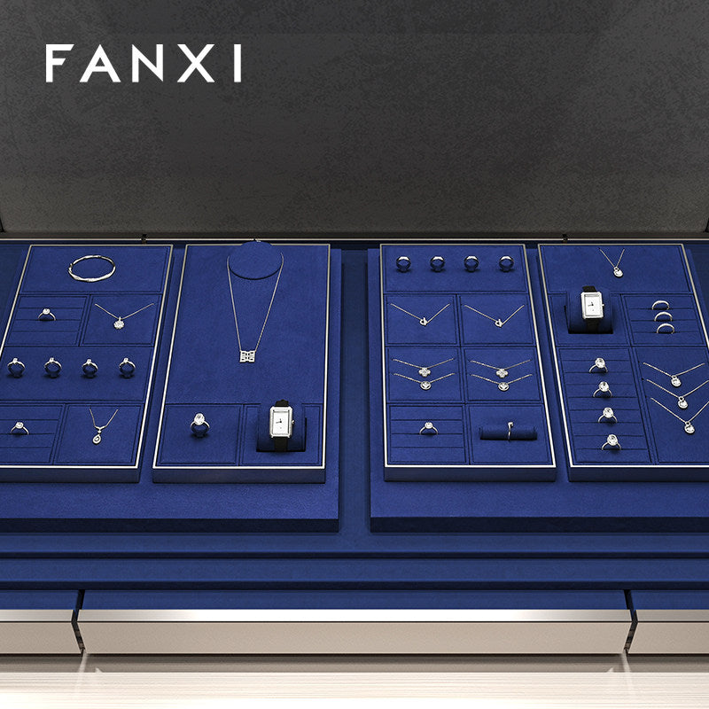 Blue Metal Jewelry Display Set