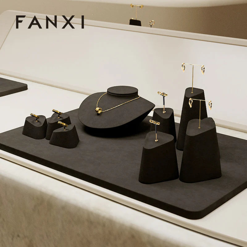 Black Microfiber Jewelry Display Set