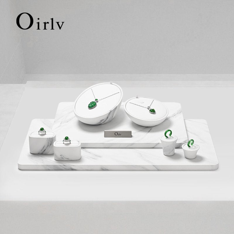 White Leather Jewelry Display Set